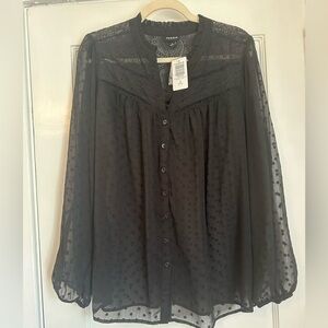 **BRAND NEW** Torrid Black Chiffon Dot Sheer Blouse 1X